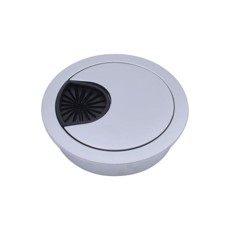 ELECTROPRIME 2 PCS Desk Computer Desktop Zinc Alloy Round Threading Box Hole Cover, Hole Diameter: 53mm (Matte Silver)