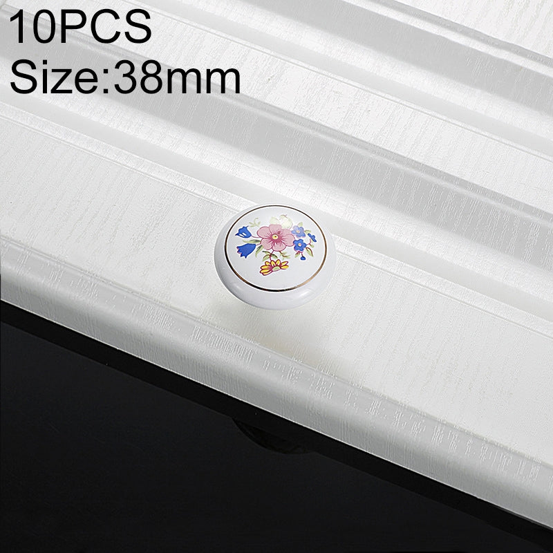 ELECTROPRIME 10 PCS 5085 Large Gold Ring Bellflower Pattern Single Hole Ceramic Cabinet Handle