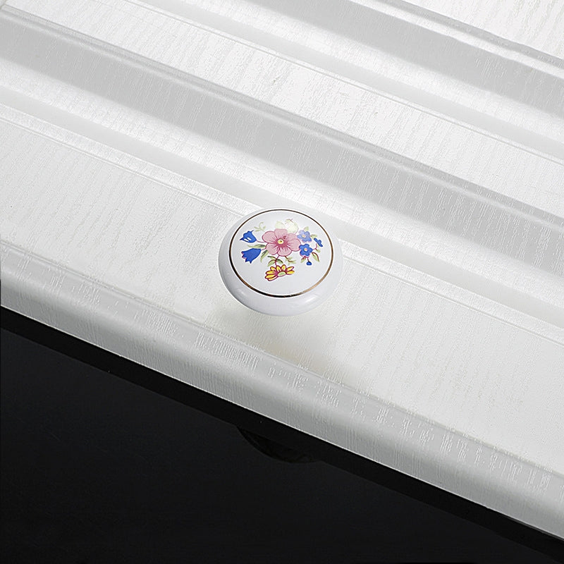 ELECTROPRIME 10 PCS 5085 Large Gold Ring Bellflower Pattern Single Hole Ceramic Cabinet Handle