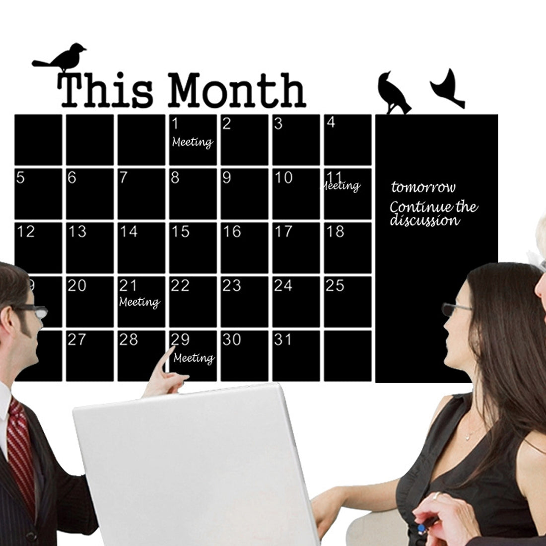 ELECTROPRIME Calendar Chalkboard Wall Stickers PVC Removable Blackboard  Office Decoration Suppliess