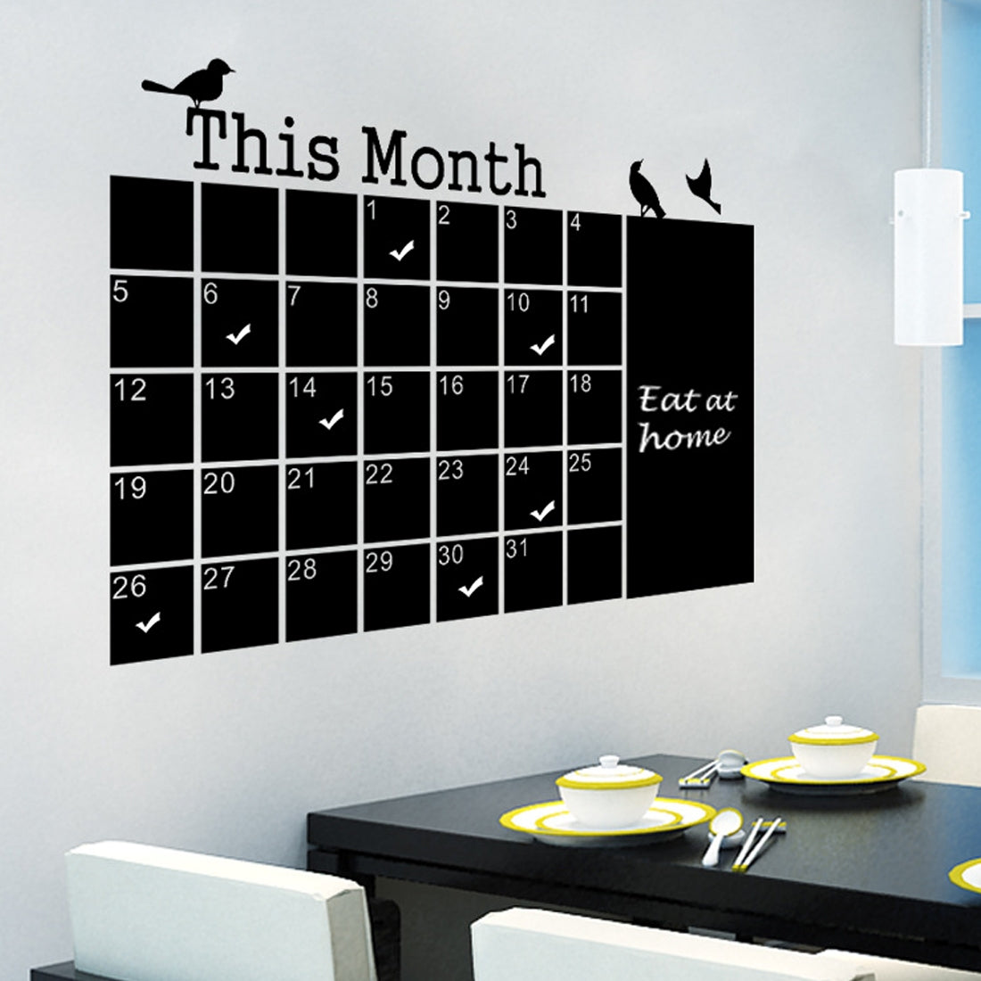 ELECTROPRIME Calendar Chalkboard Wall Stickers PVC Removable Blackboard  Office Decoration Suppliess
