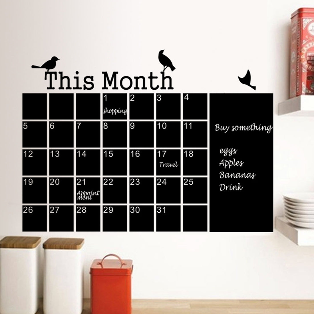 ELECTROPRIME Calendar Chalkboard Wall Stickers PVC Removable Blackboard  Office Decoration Suppliess