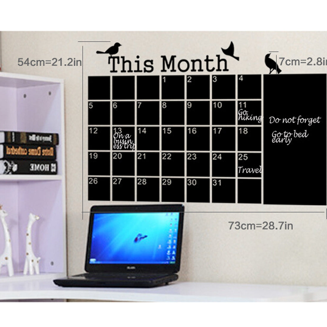 ELECTROPRIME Calendar Chalkboard Wall Stickers PVC Removable Blackboard  Office Decoration Suppliess