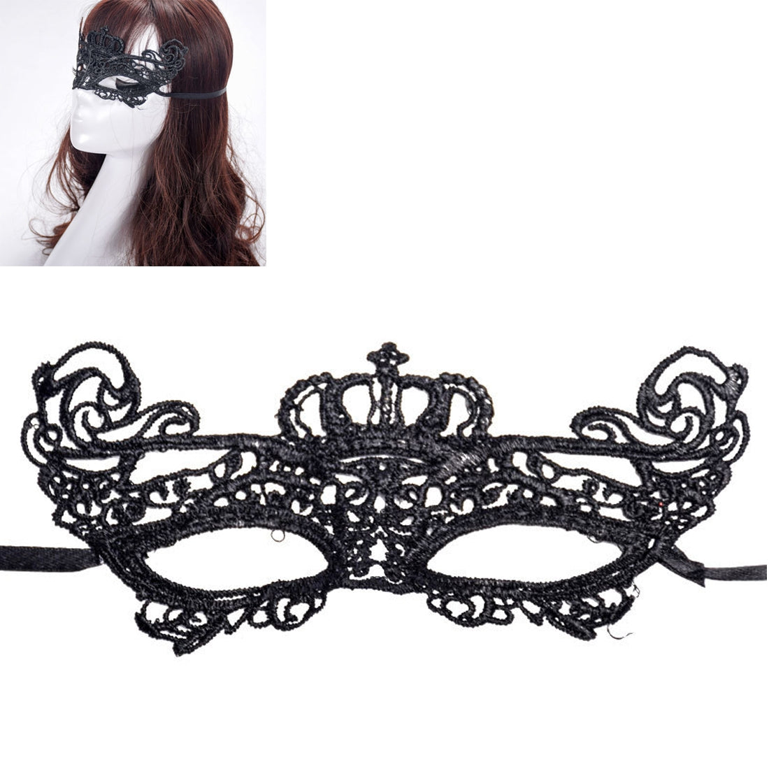 ELECTROPRIME Halloween Masquerade Party Dance Sexy Lady Lace Crown Mask(Black)
