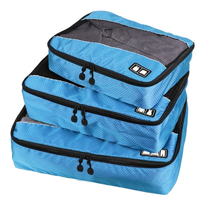 ELECTROPRIME 3 PCS / Sets Multi-function Football Texture 210D Polyester Waterproof Travel Clothes Underwear Storage Bag(Blue)