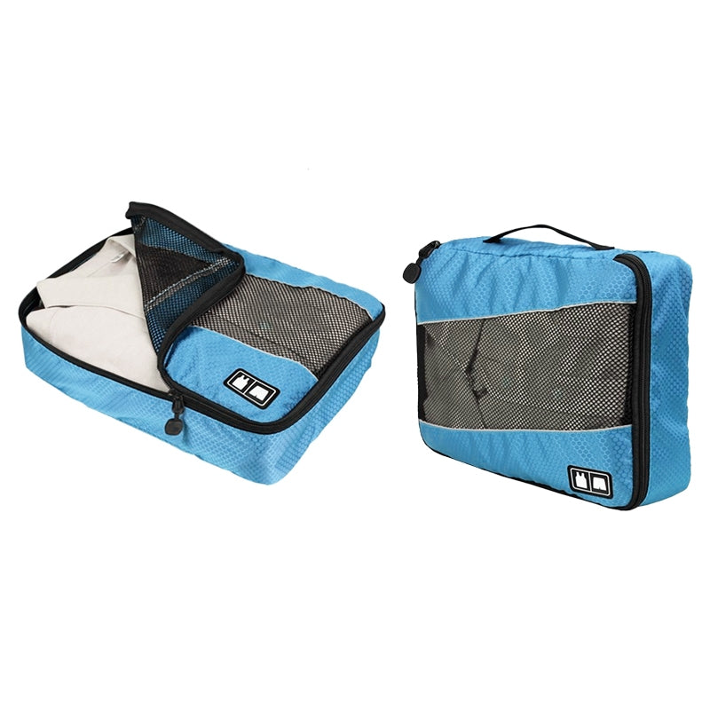 ELECTROPRIME 3 PCS / Sets Multi-function Football Texture 210D Polyester Waterproof Travel Clothes Underwear Storage Bag(Blue)
