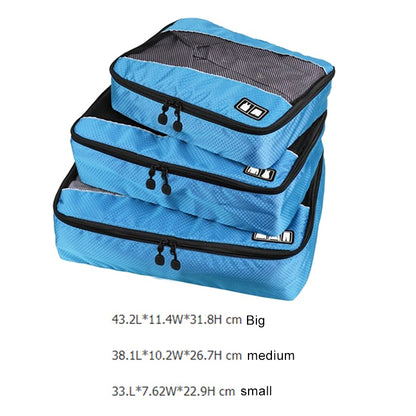 ELECTROPRIME 3 PCS / Sets Multi-function Football Texture 210D Polyester Waterproof Travel Clothes Underwear Storage Bag(Blue)