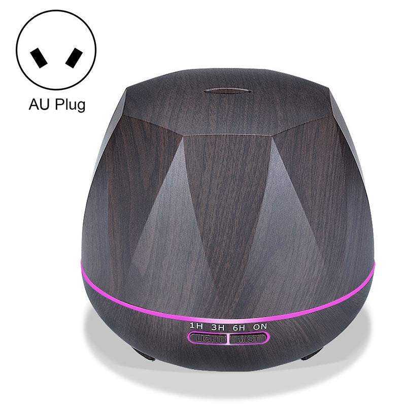 ELECTROPRIME Diamond Wood Grain Remote Control Ultrasonic Humidifier Aromatherapy Machine Automatic Alcohol Sprayer with LED Lights, Capacity: 400mL, AU Plug (Dark Wood Color)