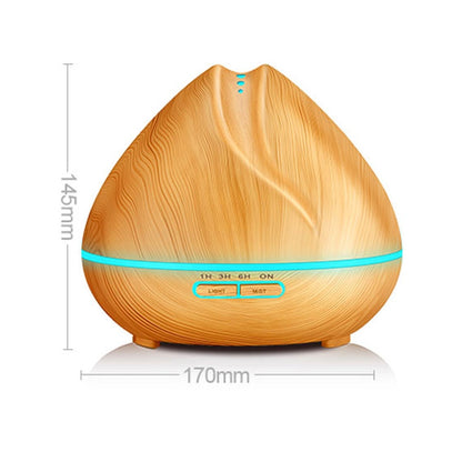 ELECTROPRIME Peach Shape Wood Grain Remote Control Ultrasonic Humidifier Aromatherapy Machine Automatic Alcohol Sprayer with LED Lights, Capacity: 400mL, AU Plug (Light Wood Color)