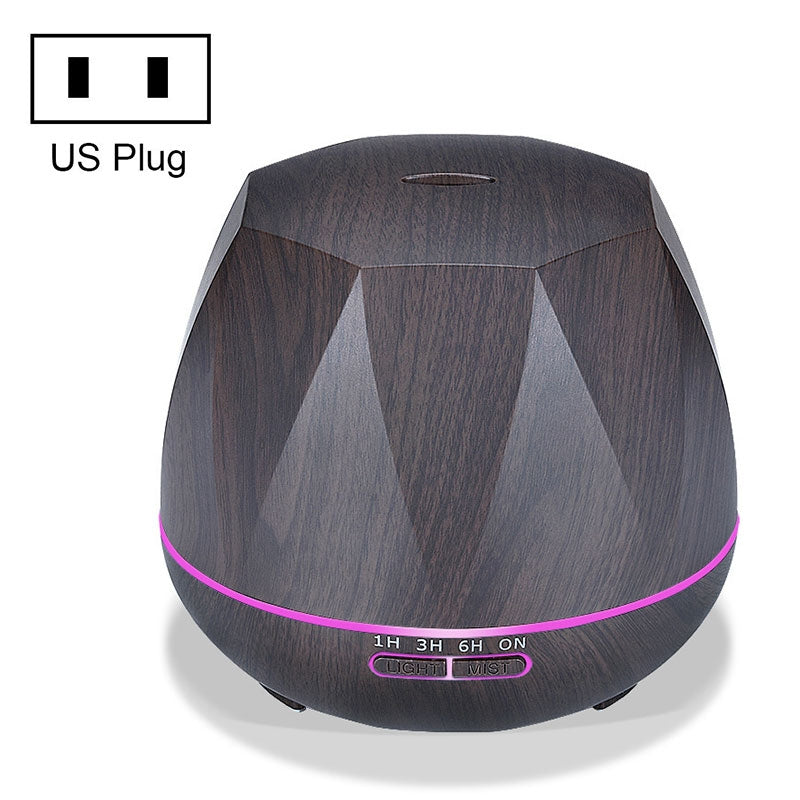 ELECTROPRIME Diamond Wood Grain Remote Control Ultrasonic Humidifier Aromatherapy Machine Automatic Alcohol Sprayer with LED Lights, Capacity: 400mL, US Plug (Dark Wood Color)