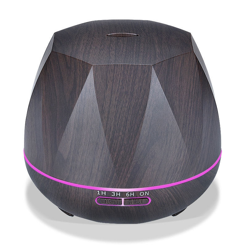 ELECTROPRIME Diamond Wood Grain Remote Control Ultrasonic Humidifier Aromatherapy Machine Automatic Alcohol Sprayer with LED Lights, Capacity: 400mL, US Plug (Dark Wood Color)