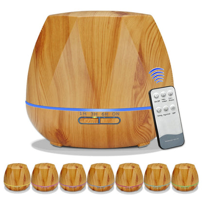 ELECTROPRIME Diamond Wood Grain Remote Control Ultrasonic Humidifier Aromatherapy Machine Automatic Alcohol Sprayer with LED Lights, Capacity: 400mL, US Plug (Light Wood Color)