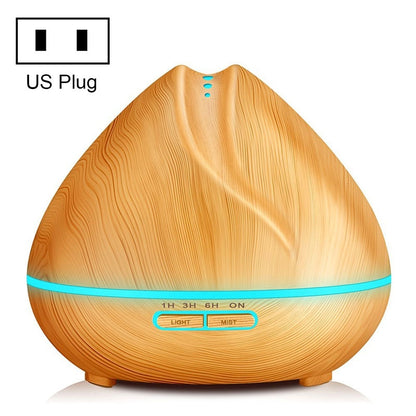 ELECTROPRIME Peach Shape Wood Grain Remote Control Ultrasonic Humidifier Aromatherapy Machine Automatic Alcohol Sprayer with LED Lights, Capacity: 400mL, US Plug (Light Wood Color)