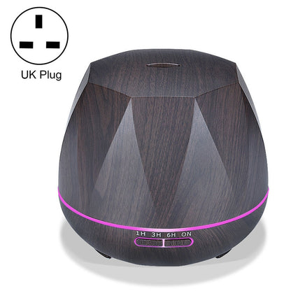 ELECTROPRIME Diamond Wood Grain Remote Control Ultrasonic Humidifier Aromatherapy Machine Automatic Alcohol Sprayer with LED Lights, Capacity: 400mL, UK Plug (Dark Wood Color)