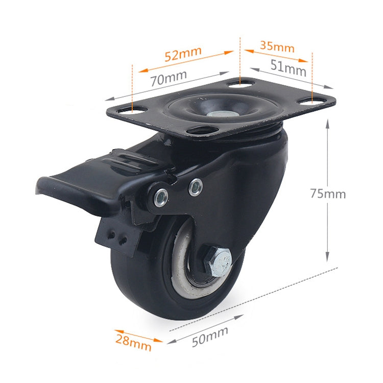 ELECTROPRIME 2 PCS 2 inch Furniture Cabinet Coffee Table Silent Universal Brake Wheel