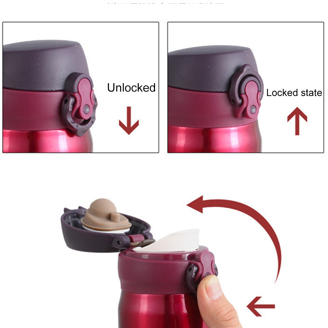 ELECTROPRIME 450ml Creative Portable Stainless Steel Vacuum Flask Vacuum Bottle (Red)