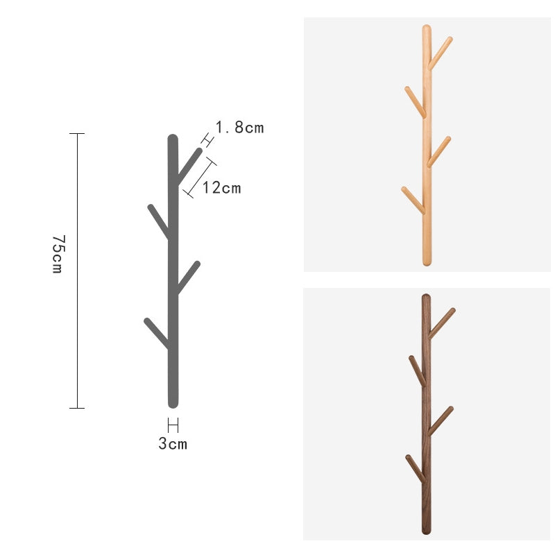 ELECTROPRIME Creative Tree-shaped Solid Wood Hatstand Clothes Hanging Rack,Size: 75x3cm, Black Walnut
