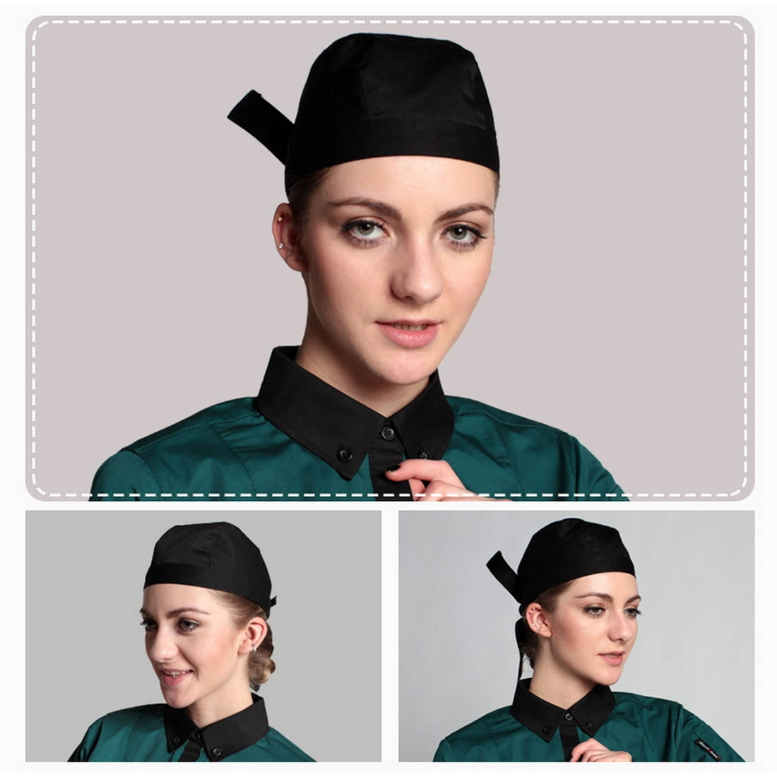 ELECTROPRIME Simple Style Unisex Chef Waiter Work Cap Pirate Hat Turban Cap