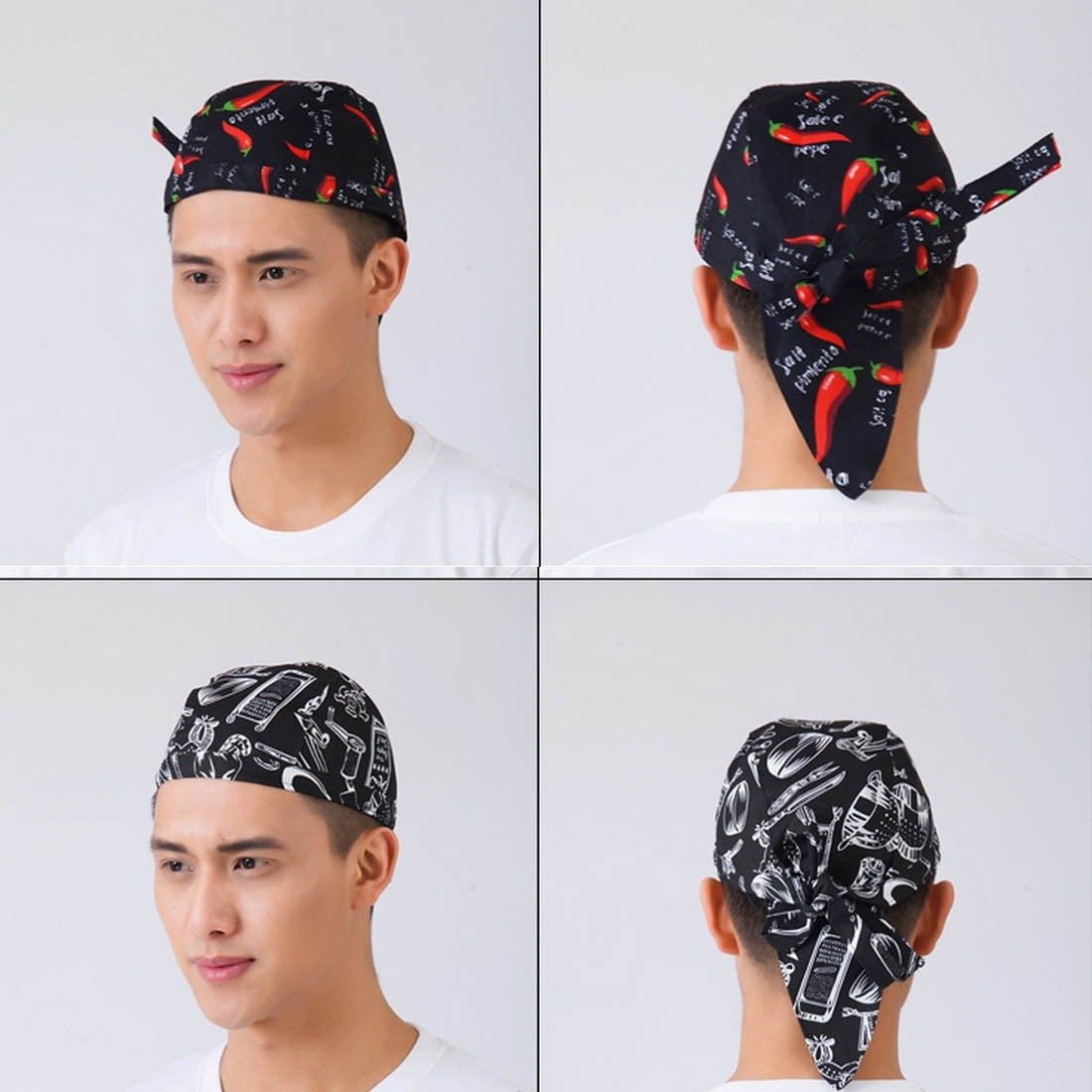 ELECTROPRIME Simple Style Unisex Chef Waiter Work Cap Pirate Hat Turban Cap