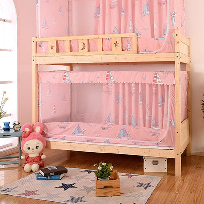ELECTROPRIME Students Dormitory Blackout Cloth Zipper Mosquito Net for 90cm Width Lower Berth (Pink Sailboat)