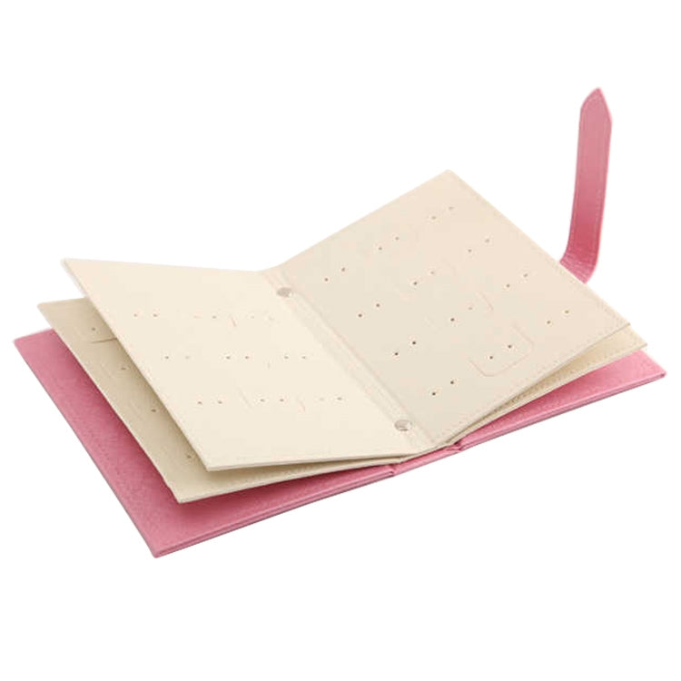 ELECTROPRIME Book Shape Creative Portable Ear Stud Earrings Display Rack Jewelry Storage Box(Pink)