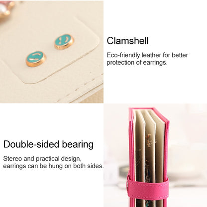 ELECTROPRIME Book Shape Creative Portable Ear Stud Earrings Display Rack Jewelry Storage Box(Pink)