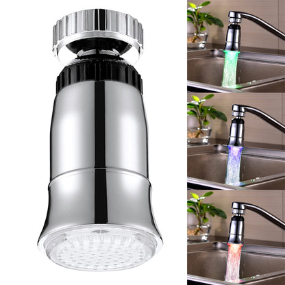 ELECTROPRIME SDF2-B5 1 LED Temperature Sensor RGB LED Faucet Light Water Glow Shower, Size: 78 x 30mm, Interface: 22mm (Silver)