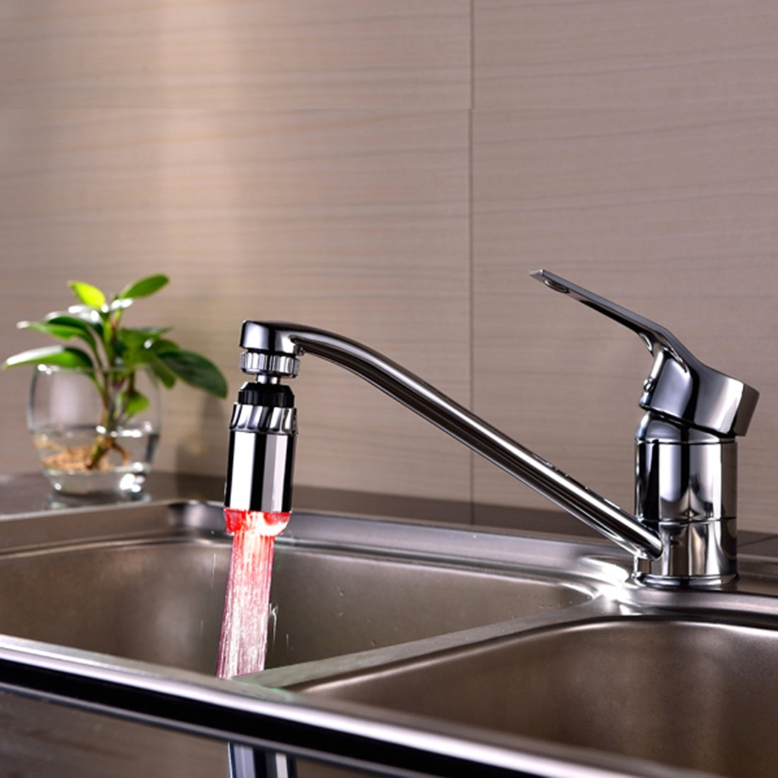 ELECTROPRIME SDF-B2 1 LED ABS Temperature Sensor RGB LED Faucet Light Water Glow Shower, Size: 78 x 28mm, Interface: 22mm (Silver)