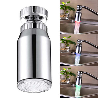 ELECTROPRIME SDF2-B13 1 LED Temperature Sensor RGB LED Faucet Light Water Glow Shower, Size: 78 x 30mm, Interface: 22mm (Silver)