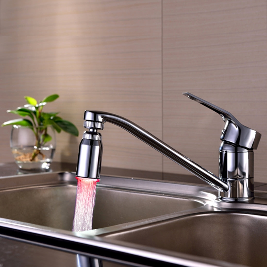 ELECTROPRIME SDF2-B13 1 LED Temperature Sensor RGB LED Faucet Light Water Glow Shower, Size: 78 x 30mm, Interface: 22mm (Silver)