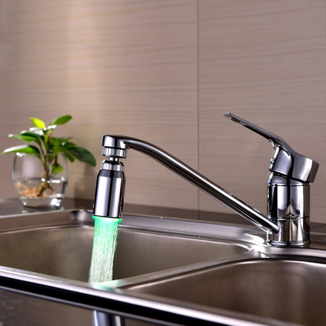 ELECTROPRIME SDF2-B13 1 LED Temperature Sensor RGB LED Faucet Light Water Glow Shower, Size: 78 x 30mm, Interface: 22mm (Silver)