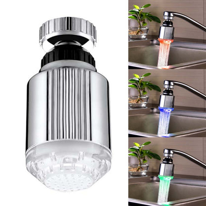 ELECTROPRIME SDF-B5 1 LED ABS Temperature Sensor RGB LED Faucet Light Water Glow Shower, Size: 75 x 37mm, Interface: 22mm (Silver)