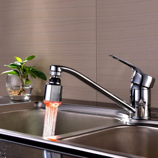 ELECTROPRIME SDF-B5 1 LED ABS Temperature Sensor RGB LED Faucet Light Water Glow Shower, Size: 75 x 37mm, Interface: 22mm (Silver)