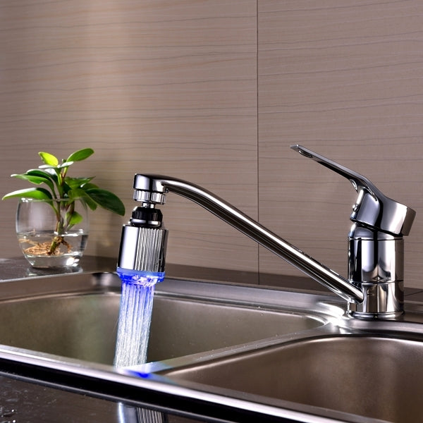 ELECTROPRIME SDF-B5 1 LED ABS Temperature Sensor RGB LED Faucet Light Water Glow Shower, Size: 75 x 37mm, Interface: 22mm (Silver)
