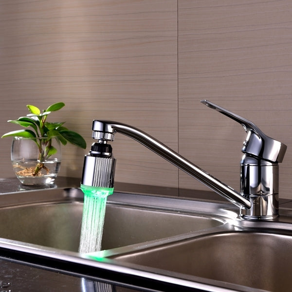 ELECTROPRIME SDF-B5 1 LED ABS Temperature Sensor RGB LED Faucet Light Water Glow Shower, Size: 75 x 37mm, Interface: 22mm (Silver)