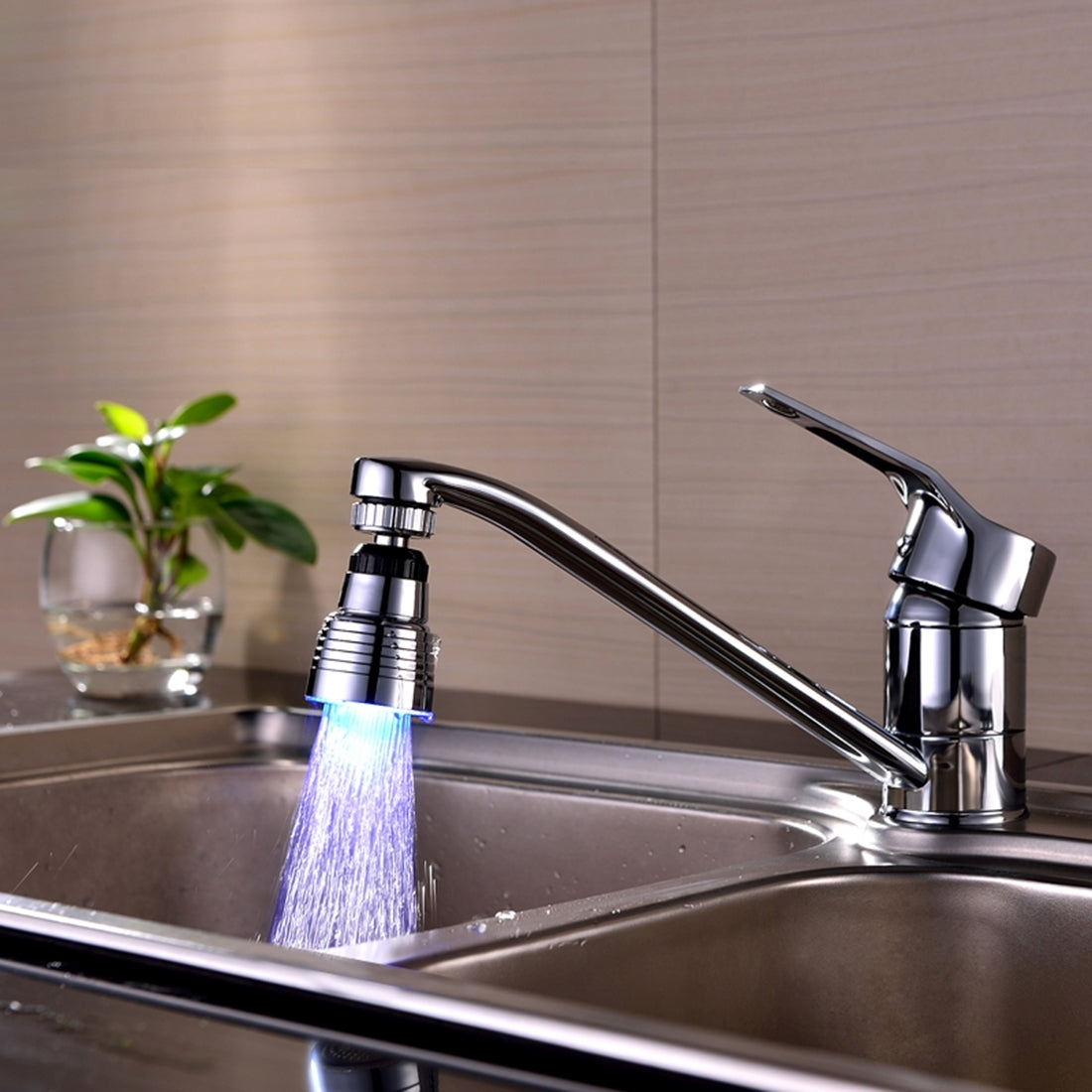 ELECTROPRIME SDF-B10 1 LED ABS Temperature Sensor RGB LED Faucet Light Water Glow Shower, Size: 58 x 38mm, Interface: 22mm (Silver)
