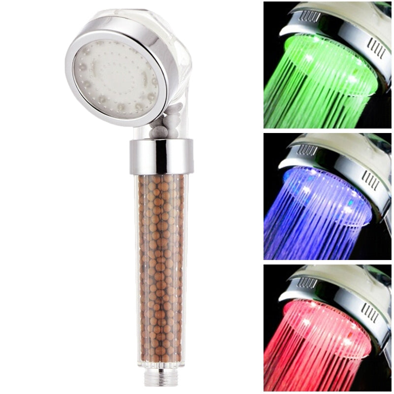 ELECTROPRIME SDS-A23 15 LEDs ABS Temperature Sensor Negative Ions RGB LED Shower Head, Size: 23 x 6.5 x 5.8cm, Interface:  20mm