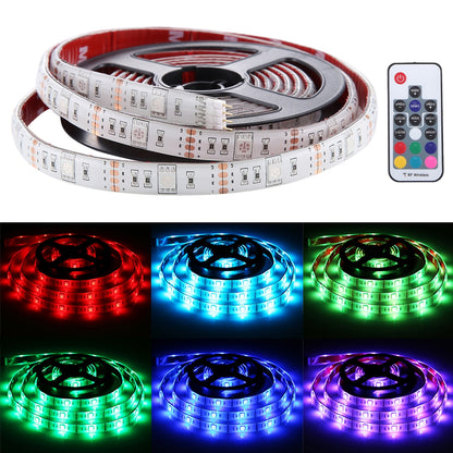 ELECTROPRIME 2m USB TV White Board Colorful Light Epoxy Rope Light, 60 LEDs SMD 5050 with 50cm USB Interface Cable & 17 Keys Remote Control, DC 5V