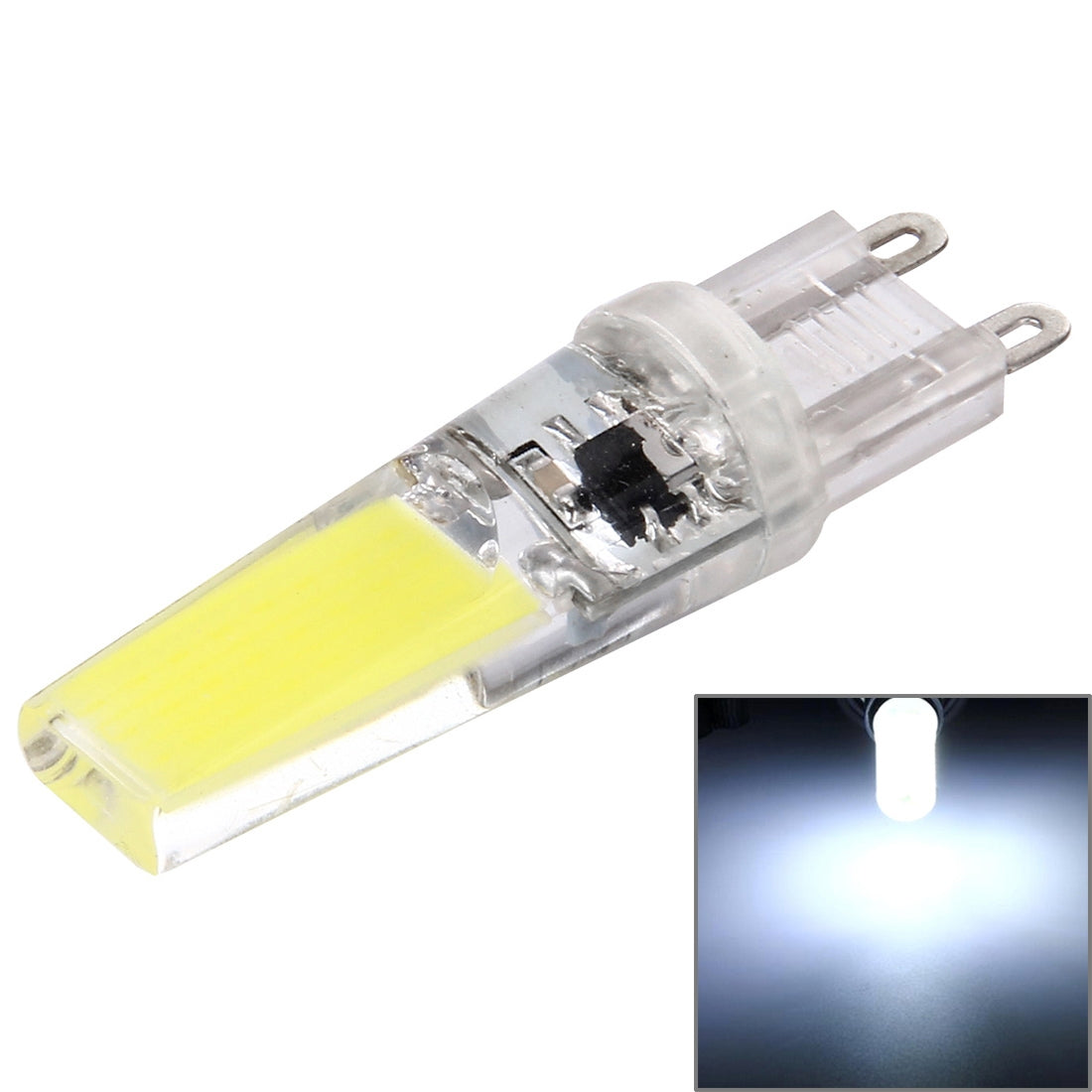ELECTROPRIME G9 3W 300LM COB LED Light , Silicone Dimmable for Halls / Office / Home, AC 220-240V, Transparent Plug(White Light)