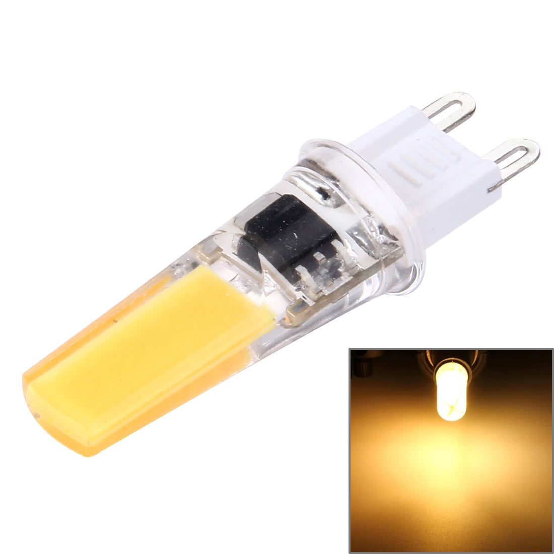 ELECTROPRIME G9 3W 300LM COB LED Light , Silicone Dimmable for Halls / Office / Home, AC 220-240V, White Plug(Warm White)