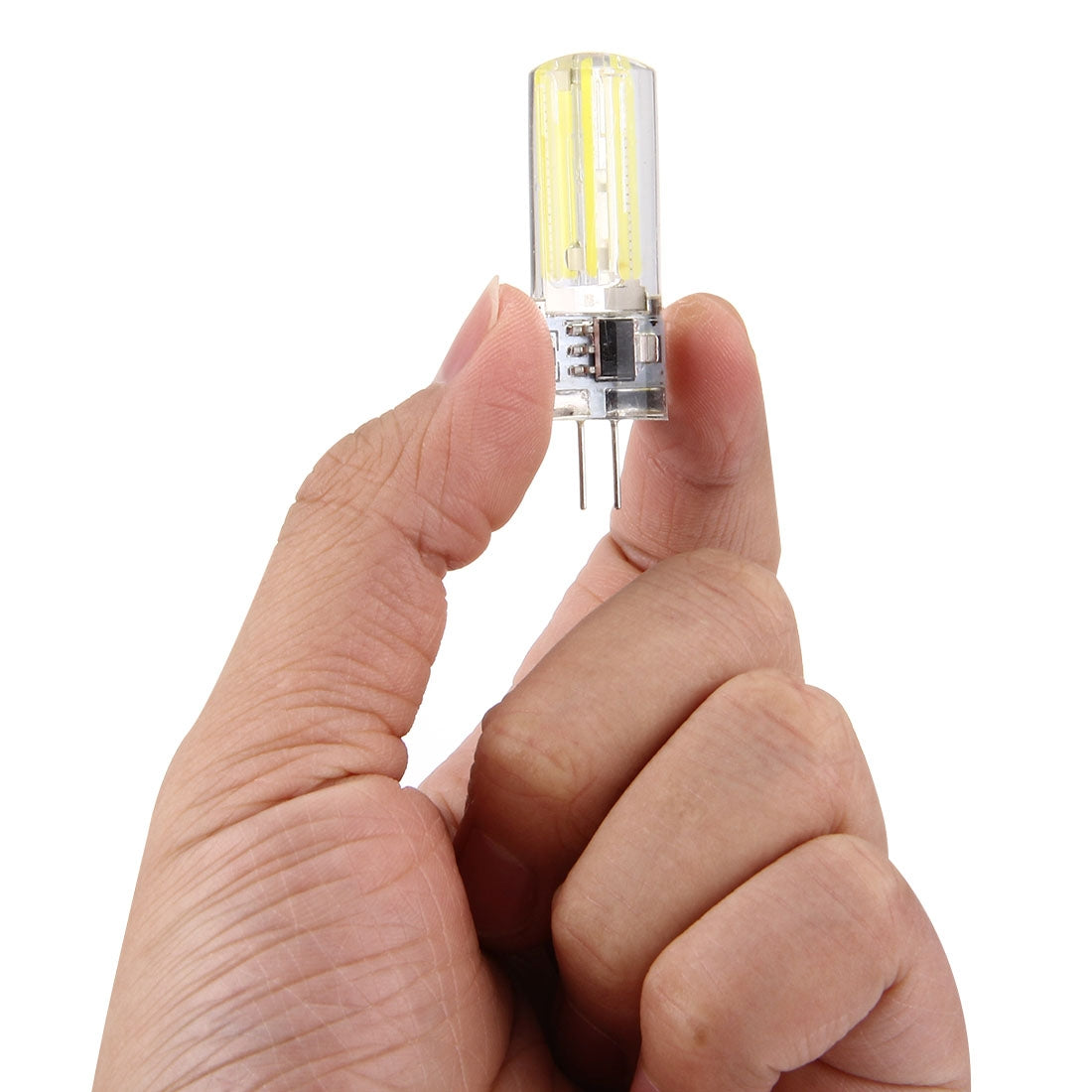 ELECTROPRIME G4 4W Silicone Dimmable 8 LED Filament Light Bulb for Halls, AC 220-240V(White Light)