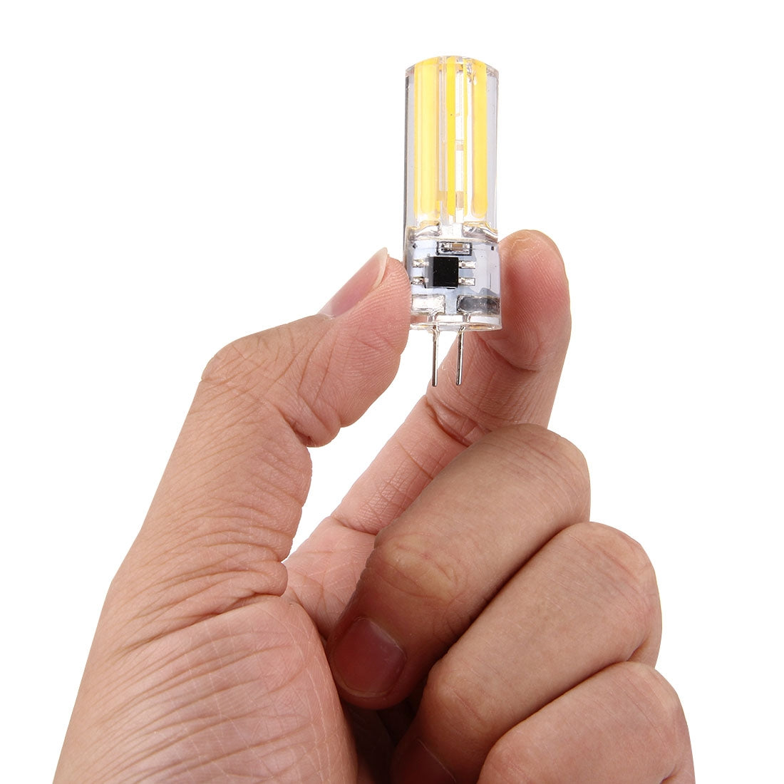 ELECTROPRIME G4 4W Silicone Dimmable 8 LED Filament Light Bulb for Halls, AC 220-240V(Warm White)
