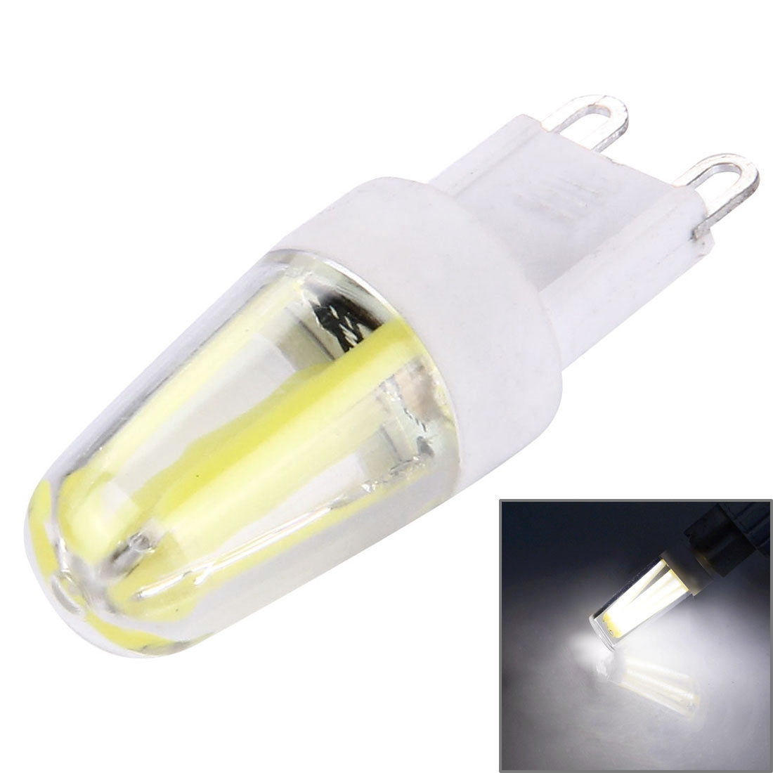 ELECTROPRIME 2W Filament Light Bulb, G9 PC Material Dimmable 4 LED for Halls, AC 220-240V(White Light)