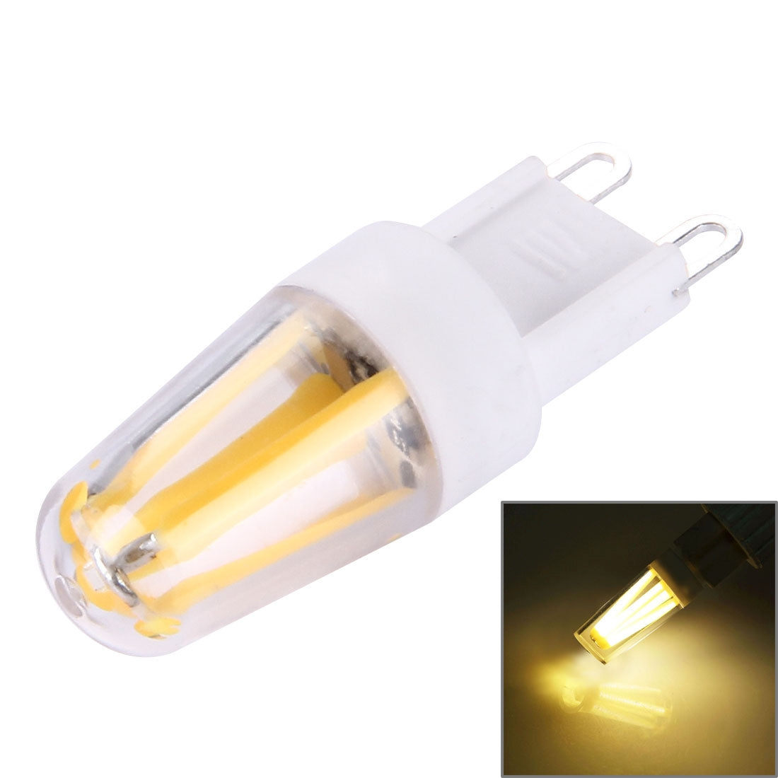 ELECTROPRIME 2W Filament Light Bulb , G9 PC Material Dimmable 4 LED for Halls, AC 220-240V(Warm White)