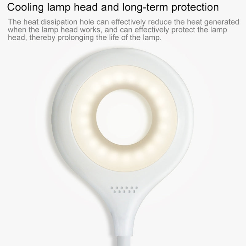 ELECTROPRIME TGX-770 3-grade Brightness Touch Dimmer LED Desk Lamp, 28 LEDs Flexible Goose Neck Hollow Ring Design Eye Protection Light with Clip & Small Night Light Function