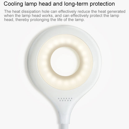 ELECTROPRIME TGX-770 3-grade Brightness Touch Dimmer LED Desk Lamp, 28 LEDs Flexible Goose Neck Hollow Ring Design Eye Protection Light with Clip & Small Night Light Function