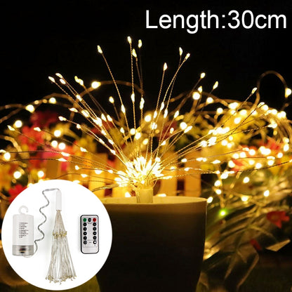 ELECTROPRIME 30cm Explosion Ball Fireworks Dimmable Copper Wire LED String Light, 150 LEDs Batteries Box LED Decorative Light with Remote Control(Warm White)