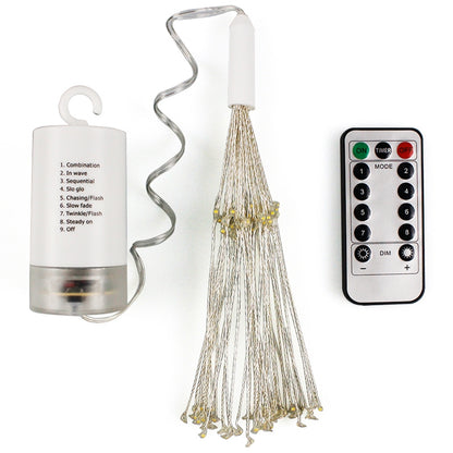 ELECTROPRIME 30cm Explosion Ball Fireworks Dimmable Copper Wire LED String Light, 150 LEDs Batteries Box LED Decorative Light with Remote Control(Warm White)