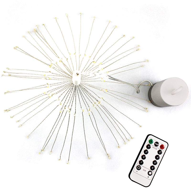 ELECTROPRIME 30cm Explosion Ball Fireworks Dimmable Copper Wire LED String Light, 150 LEDs Batteries Box LED Decorative Light with Remote Control(Warm White)
