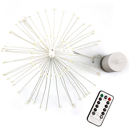 ELECTROPRIME 30cm Explosion Ball Fireworks Dimmable Copper Wire LED String Light, 150 LEDs Batteries Box LED Decorative Light with Remote Control(Warm White)